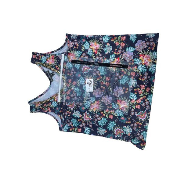 Thomas & Olivia Black Floral Tank Top with Chain Detail Size S NWT - Picture 7 of 7